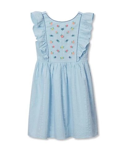 Lands' End Girls Short Sleeve Seersucker Dress