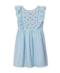 Lands' End Girls Short Sleeve Seersucker Dress