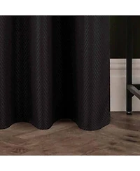 Olivia Gray 100% Polyester 250 Gsm Basket Weave Ian Luxury Jacquard Blackout Grommet Curtain Panel Black