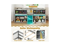 Slickblue Kids Low Loft Bed with Bookcases and Led Cabin Design