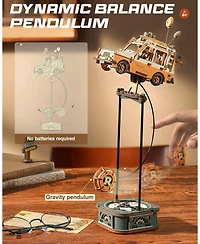 Robotime Pendulum Balance Toy, 3D Wooden Puzzles for Adults, Retro Road Tripper Car, Diy Craft Wood Puzzle Kit, Unique Gift for Men Women Festival
