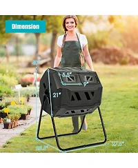 Costway Tumbling Composter 40 Gallon Garden Rotating Compost Bin w/Dual Chamber