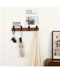 Yigii Walnut Wood & Aluminum Coat Rack,Rustproof, Easy Install