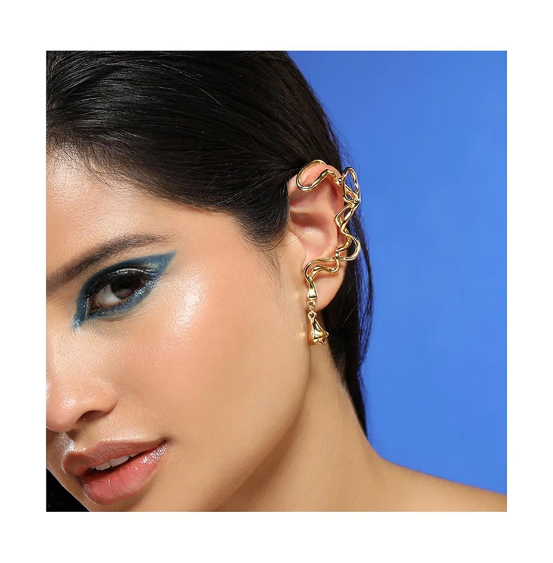 Sohi Women's The Tangle-Drop Cuff Earrings - California Gold