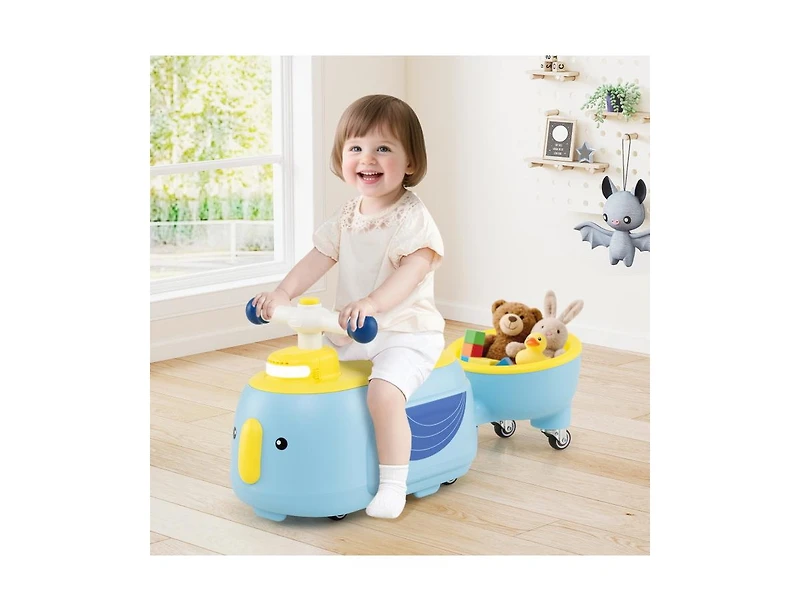 Slickblue Kids Toddler Ride On Vehicle with Trailer and Light Music