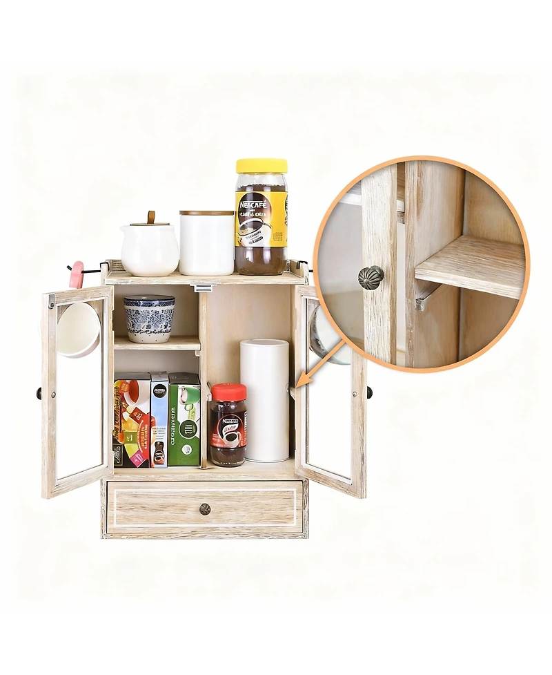 Yigii Wooden Storage Cabinet with Adjustable Shelves, Hooks, Drawer for Bathroom Vanity