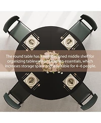 gaomon 47 in" Round Dining Table for 4, Farmhouse Room Circle Dinner Table,Space Saving Wood Kitchen & Furniture