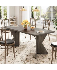 gaomon Senfot 71" Rectangular Dining Table for 6, Rustic Farmhouse Tall Kitchen with Large Tabletop, Long Wooden Room