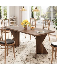 gaomon Senfot 71" Rectangular Dining Table for 6, Rustic Farmhouse Tall Kitchen Table with Large Tabletop, Long Wooden Dining Room Table