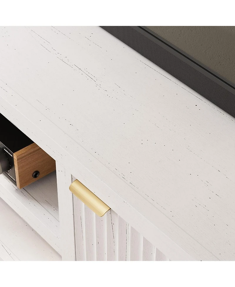 gaomon Fluted Tv Stand for 80 Inch Tv, Modern Entertainment Center with Storage, Media Console with Gold Handles & Fluted Doors