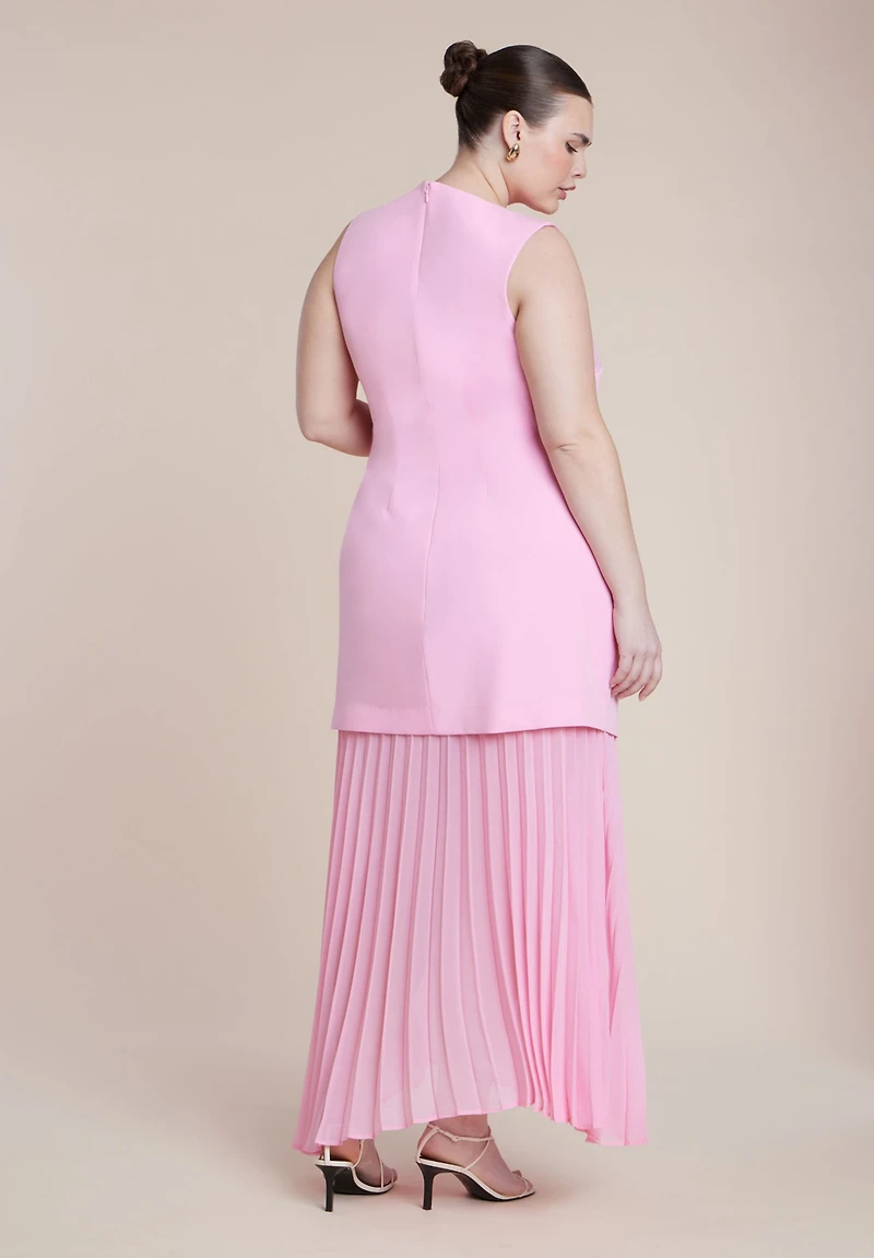 Eloquii Women's Combo Fabric Pleated Dress