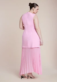 Eloquii Women's Combo Fabric Pleated Dress