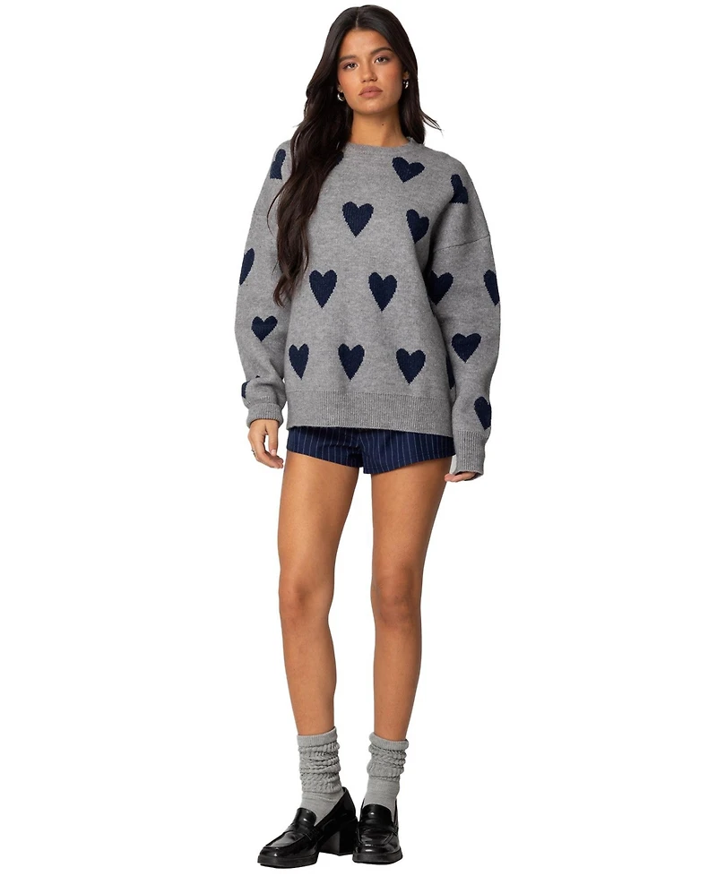 Edikted Women's Big Heart Oversized Sweater