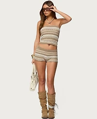 Edikted Women's Daphnie Striped Pointelle Knit Tube Top