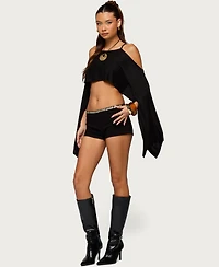 Edikted Women's Ivanna Cutout Cape Cropped Top