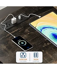 gaomon Rustic Farmhouse Nightstand with Charging Station, Barn Door & Adjustable Storage Shelf