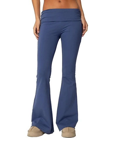 Edikted Women's Aiyana Fold Over Flared Leggings