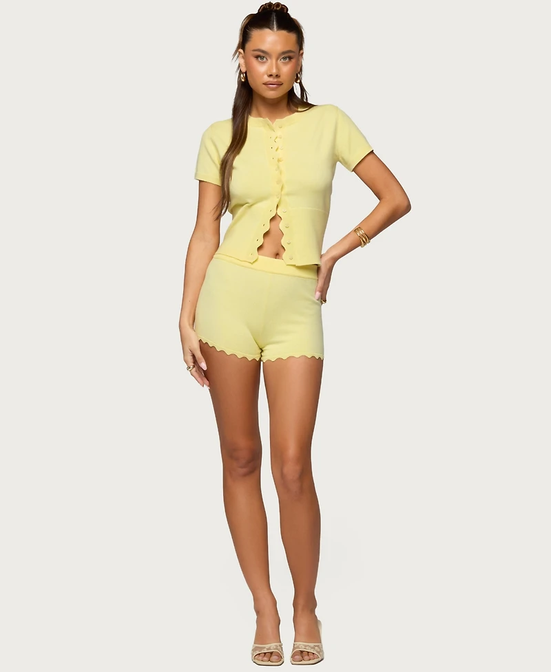 Edikted Women's Rosie Scalloped Knit Shorts