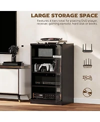 Yigii 4-Tier Media Cabinet with Tempered Glass Doors and Cable Management