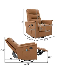 Clihome Modern Swivel Recliner Chair with 8-Point Massage 2-Speed Tilt & Side Pocket