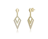 Rachel Glauber Cubic Zirconia Geometric Drop Earrings