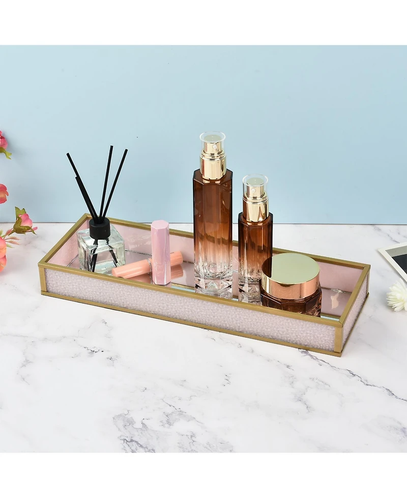 Lauraella Handcrafted Glass Tray, Decorative Storage Tray for Makeup, Jewelry, Desk