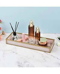 Lauraella Handcrafted Glass Tray, Decorative Storage Tray for Makeup, Jewelry, Desk