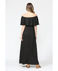 Hello Miz Maternity Off-Shoulder Ruffled Maxi Dress
