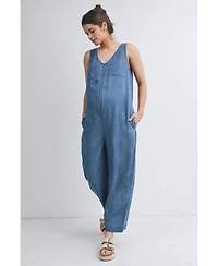 Hello Miz Maternity Front Zip Sleeveless Jumpsuit Nursing Friendly