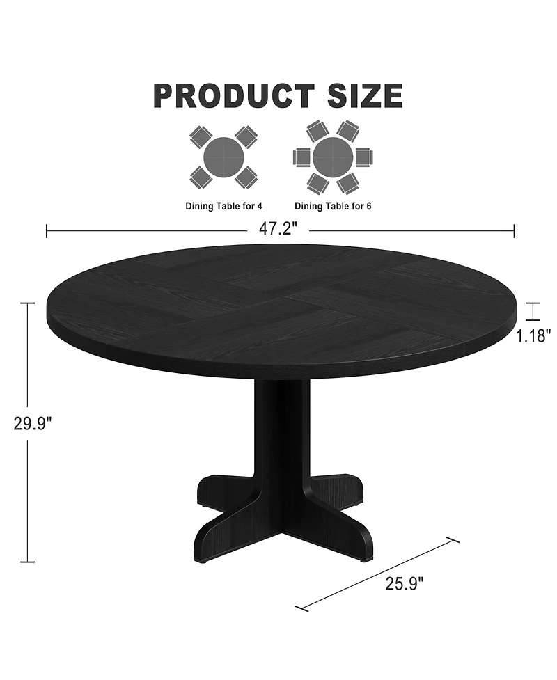 gaomon 47 Inch Wood Tabletop and Stable Base - Farmhouse Circle Kitchen Table