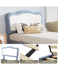 gaomon Bed Frame for Kids, Boucle Upholstered Platform Bed with Headboard for Girls Boys, Wooden Slats Support