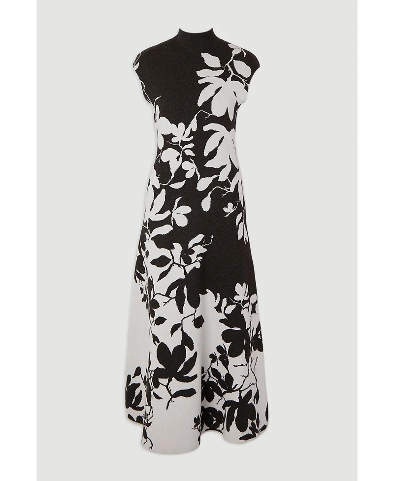 Karen Millen Women's Jacquard Floral Knitted Maxi Dress
