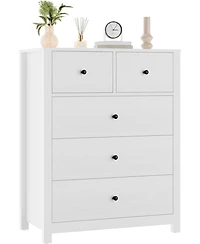 gaomon White 5 Drawer Dresser for Bedroom, Modern Tall Dresser Organizer with Storage Drawers, Wooden Chests of Drawers for Bedroom, Entryway, Hallway