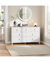 gaomon Dresser for Bedroom with 7 Drawers, Wide Modern Chest of Drawers with Metal Handle, Dresser Tv Stand, Wood Drawer Organizer for Bedroom