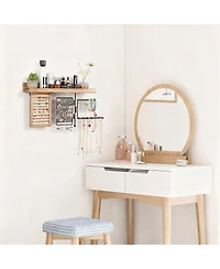 Yigii 4-in-1 Wall Hanging shelves: Wood Shelf, Ring Box, Peg Board, Rotating Necklace Rack