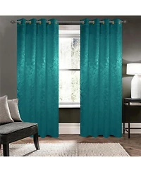 Olivia Gray 100% Polyester 200 Gsm Dyson Embossed Blackout Grommet Curtain Panel 54" x 90" Teal
