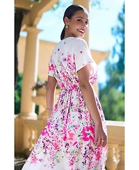 Yumi Women's Mirror Floral Print Kimono Midi Dress