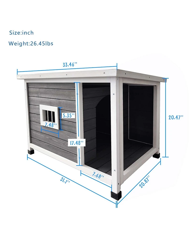 Aostirmotor Weatherproof Outdoor Cat House in Gray: Waterproof Roof & Ventilated Design with Metal Frame, Spacious Shelter