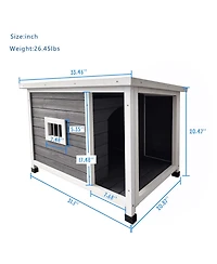 Aostirmotor Weatherproof Outdoor Cat House in Gray: Waterproof Roof & Ventilated Design with Metal Frame, Spacious Shelter