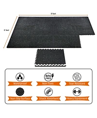 Sorbus High Density Rubber Interlocking Exercise Floor Tiles, 12 Piece Set (48 Sq Ft)