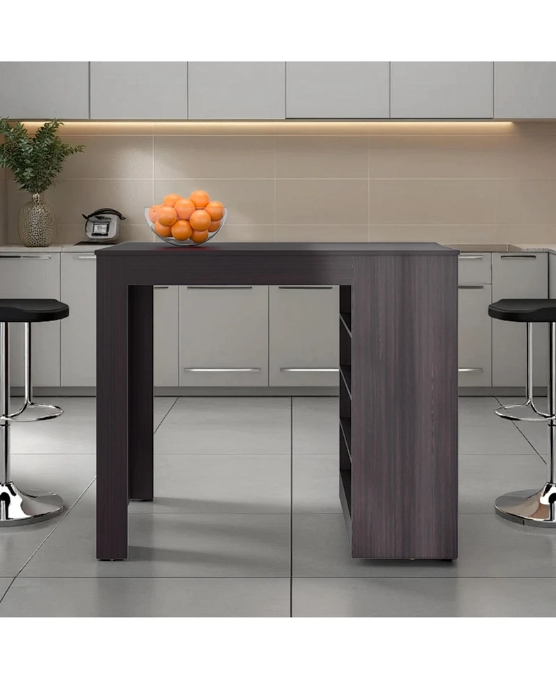 Fm Furniture Luna Modern Kitchen Island with Open Storage, Wenge