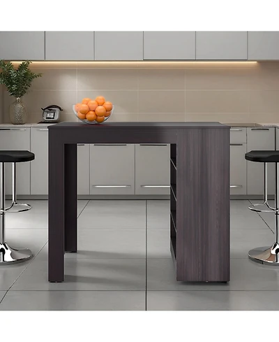 Fm Furniture Luna Modern Kitchen Island with Open Storage, Wenge