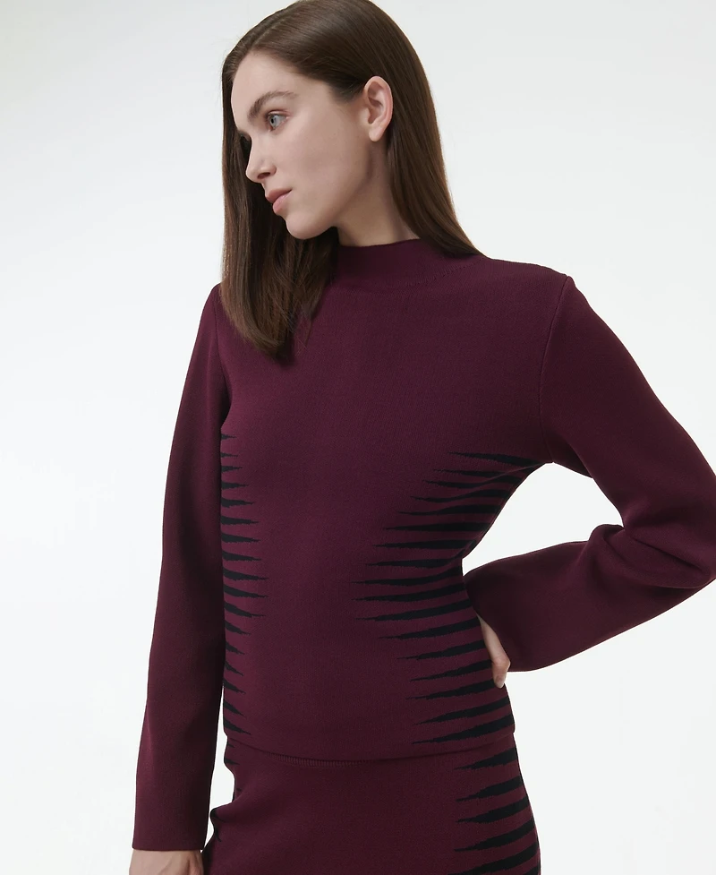 Leem Women's Jacquard Knit Fitted Top