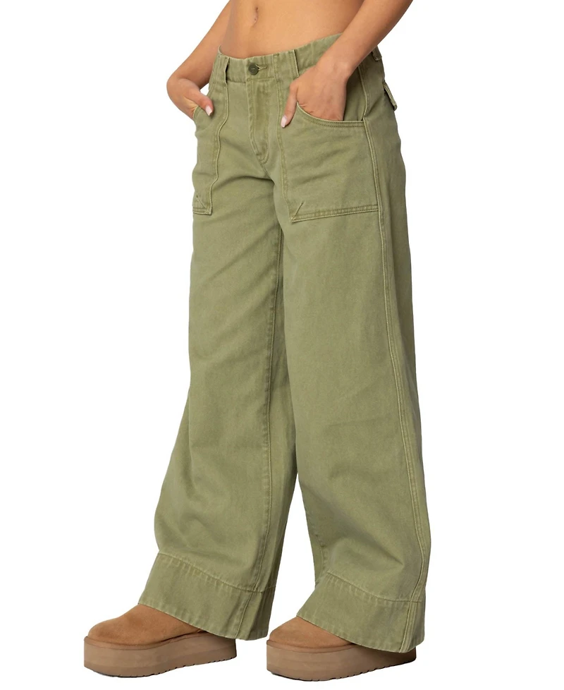 Edikted Women's Vivienne Twill Baggy Pants