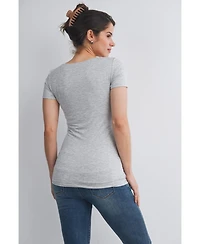 Hello Miz Maternity Scoop Neck Short-Sleeve Fitted T-Shirt
