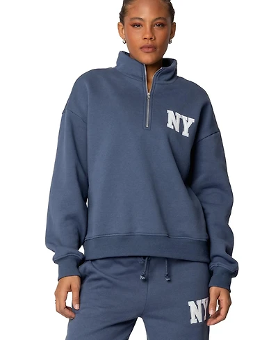 Edikted Women's Ny Quarter Zip Sweatshirt