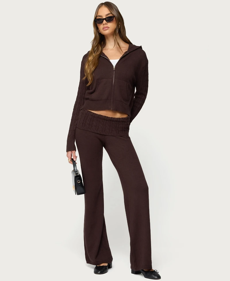 Edikted Women's Lula Cable Knit Zip Up Hoodie