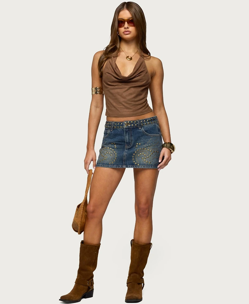 Edikted Women's Libbey Studded Denim Mini Skirt