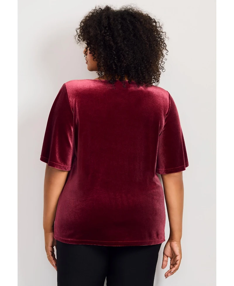 Avenue Plus Kimono Velour Sleeve Tee