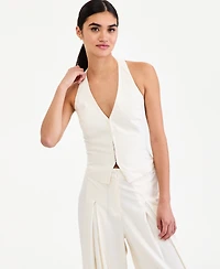 Bar Iii Women's Smocked-Back Linen-Blend Vest, Macy's Exclusive